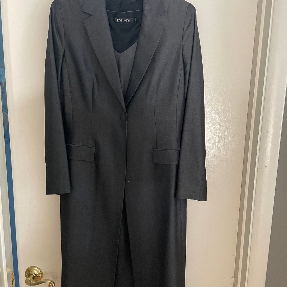 Tahari sheath dress and jacket, charcoal grey, size 8